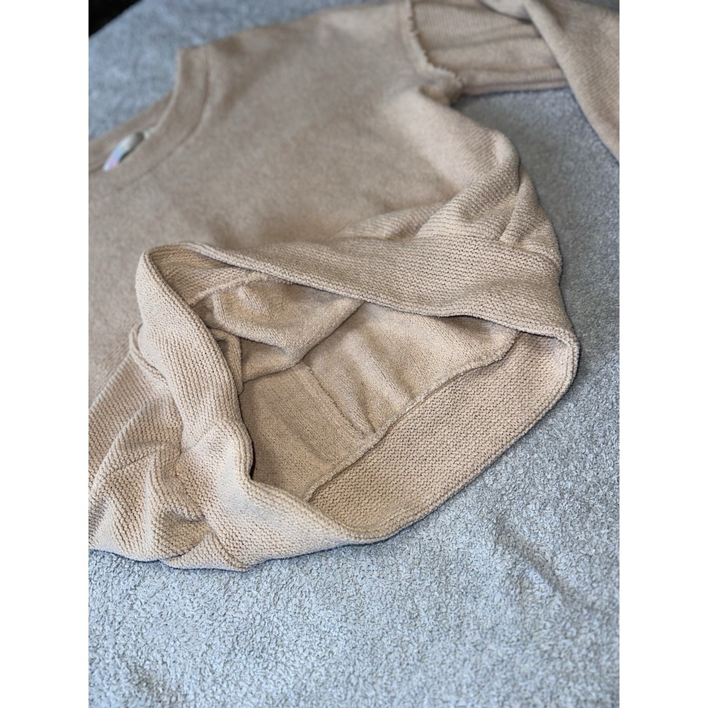 Woman's‎ Free People Beach Happy Pullover Sweatshirt Beige Size Large - Picture 6 of 14